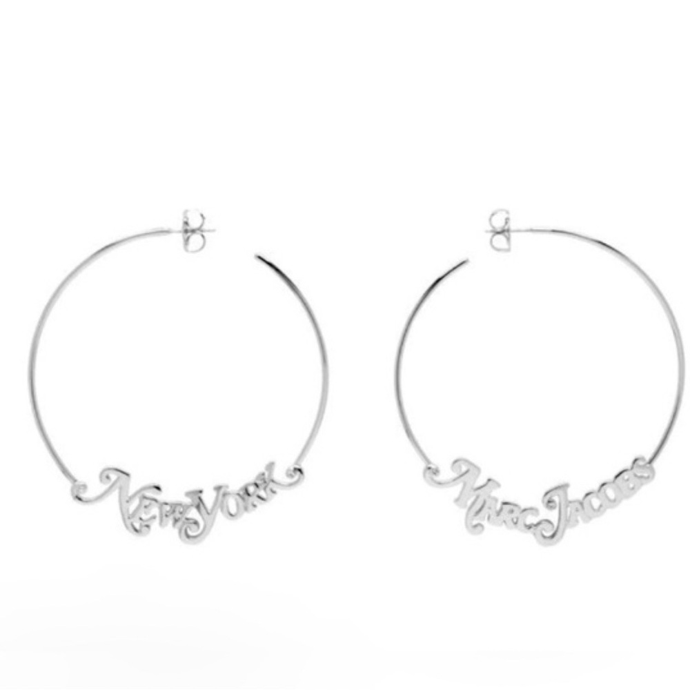 Marc Jacobs Silver Script Hoop Earrings